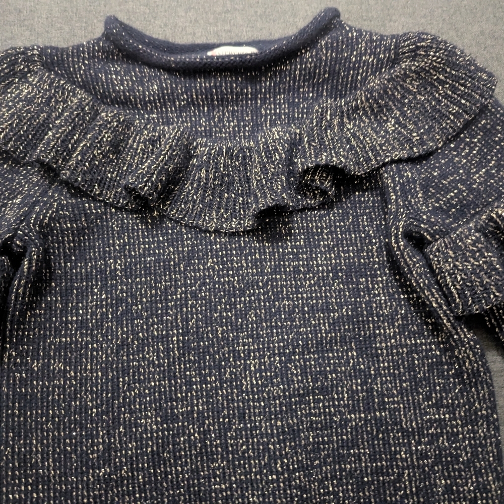 Crewcuts Blue And Gold Ruffle Sweater - Picture 2 of 3
